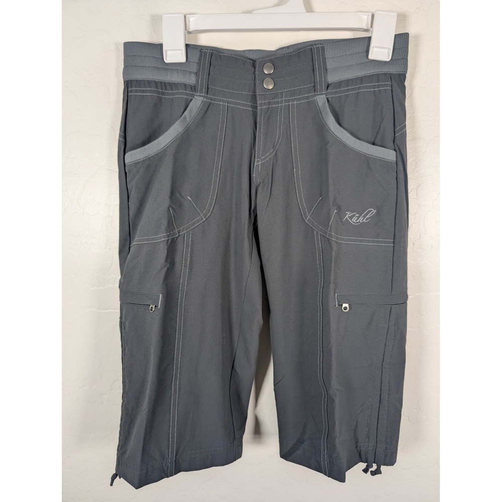 Kuhl Pants Womens 2 Gray Stretch Nylon Spandex Capri Cropped Outdoor Hiking